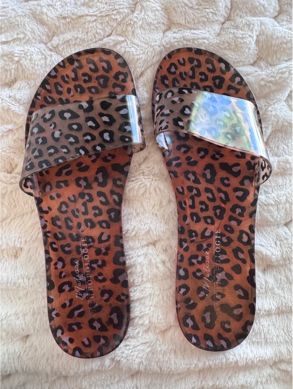 Matisse x Anthropologie Leopard Print Jelly Slide Sandals Clear- size 7